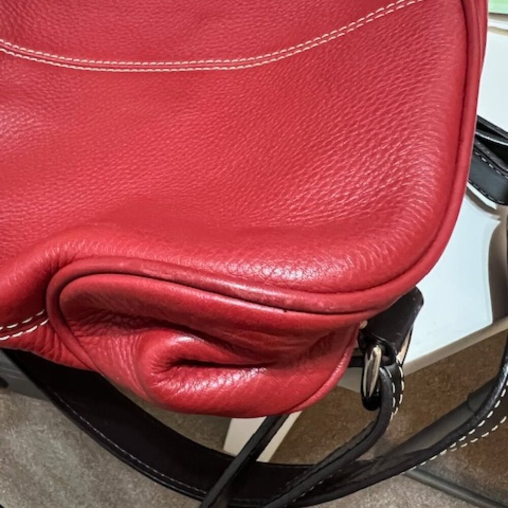 Authentic Dooney & Bourke Red Leather Backpack Purse - Picture 4 of 8